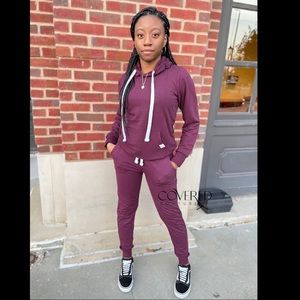 Plum Hoodie and Joggers Pants Set